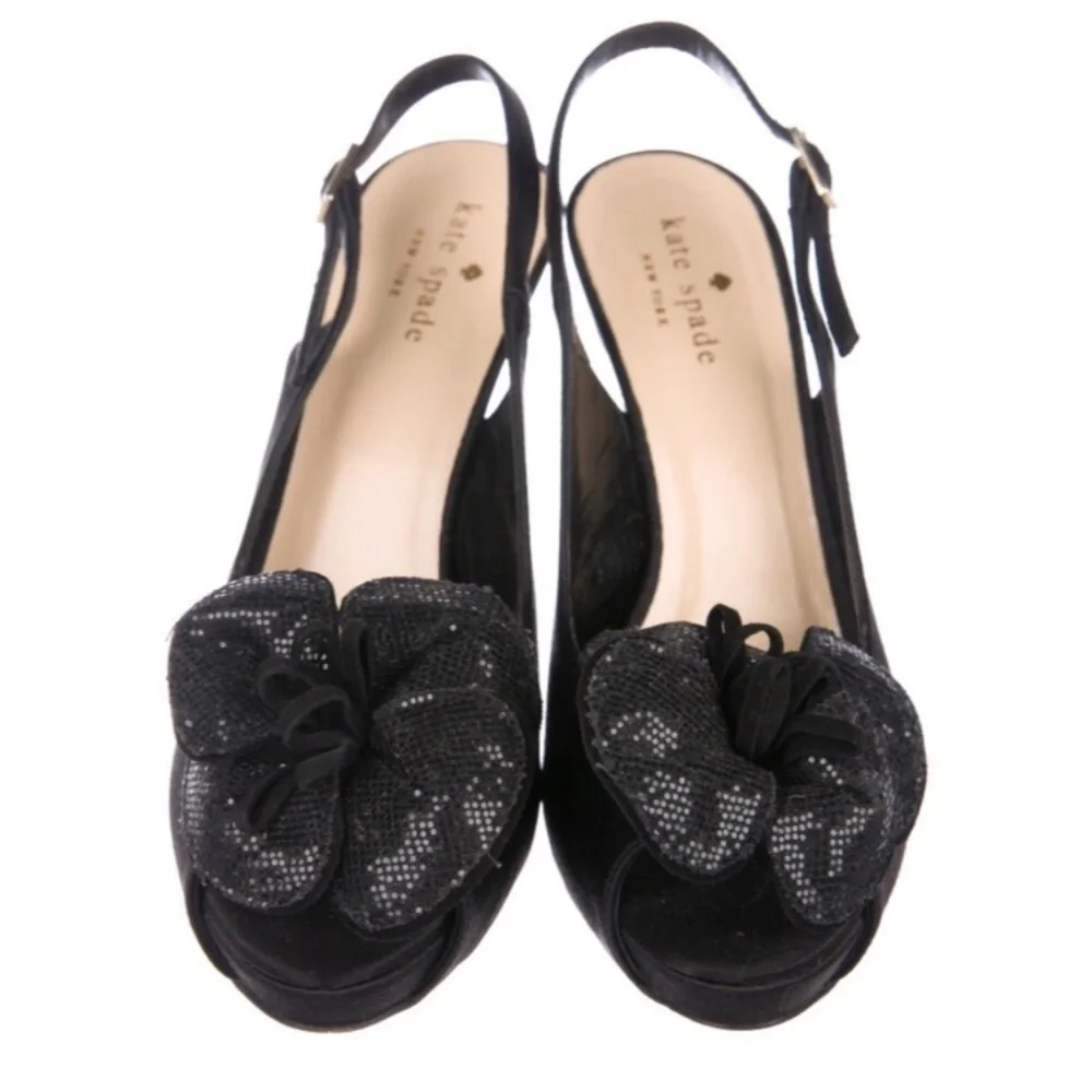 Kate Spade Satin Peep Toe Floral Embellished Heel